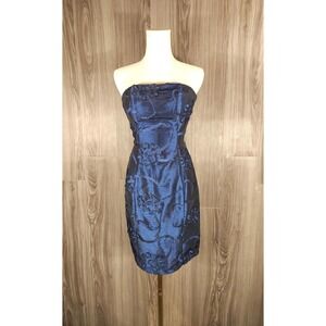 Jessica McClintock Embossed Floral Strapless Vintage Semi-Formal Prom Dress Sz 2